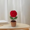 thumbnail image 4 of 2 Mini Macetas Rústicas Tejidas A Mano Con Flores Para Regalo De Cumpleaños O Día De San Valentín, Rosa Roja, 4 of 8