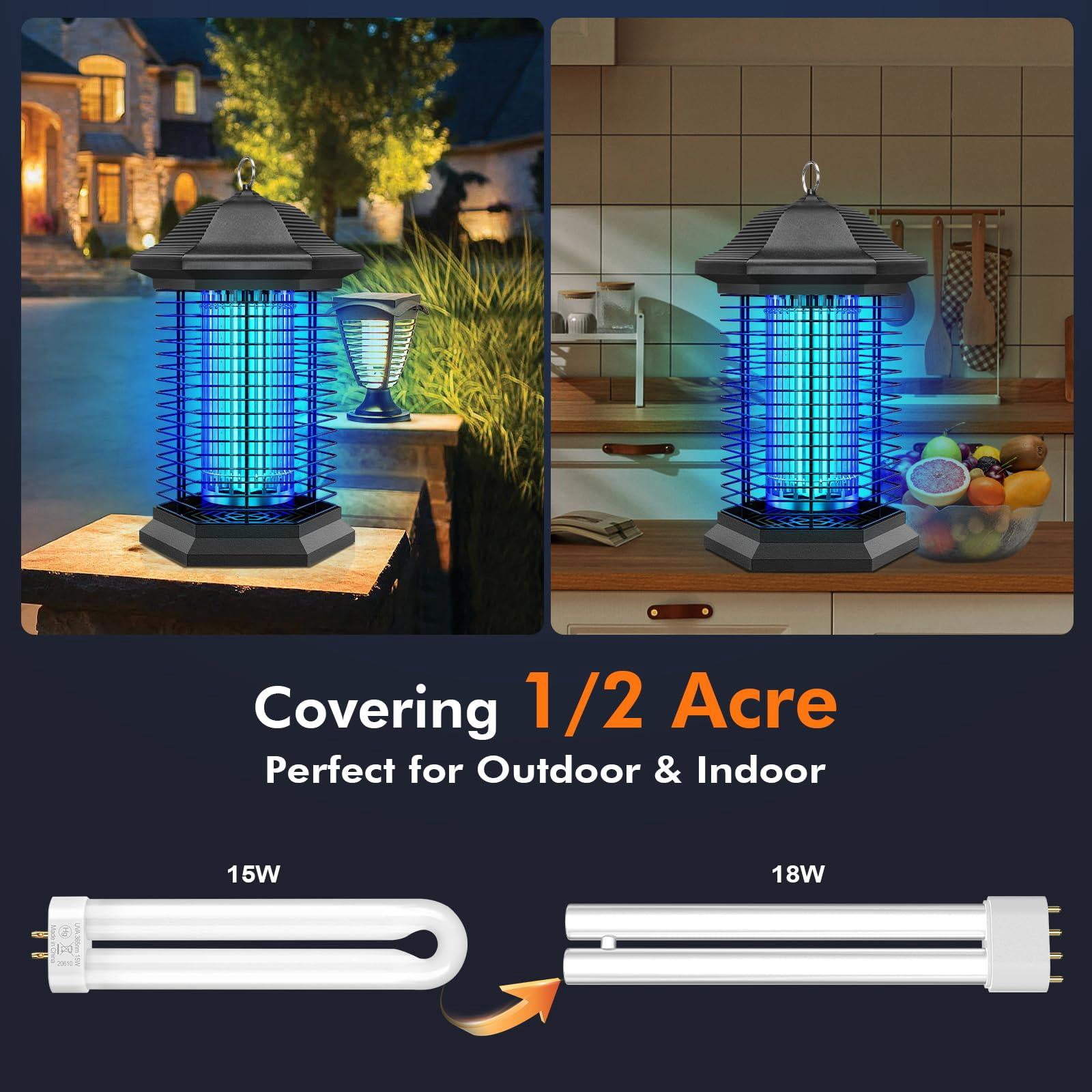 Zapper Outdoor Indoor  18w Power & 4400v Instant Grid Mosquito Repellent Insect Control Efficiency Increased 1/2 Acre Coverage Fly For Patio Backyard Home