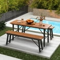 thumbnail image 2 of Gymax Folding Picnic Bench Set 55'' Long Rectangular Wooden Dining Camping BBQ Benches, 2 of 9