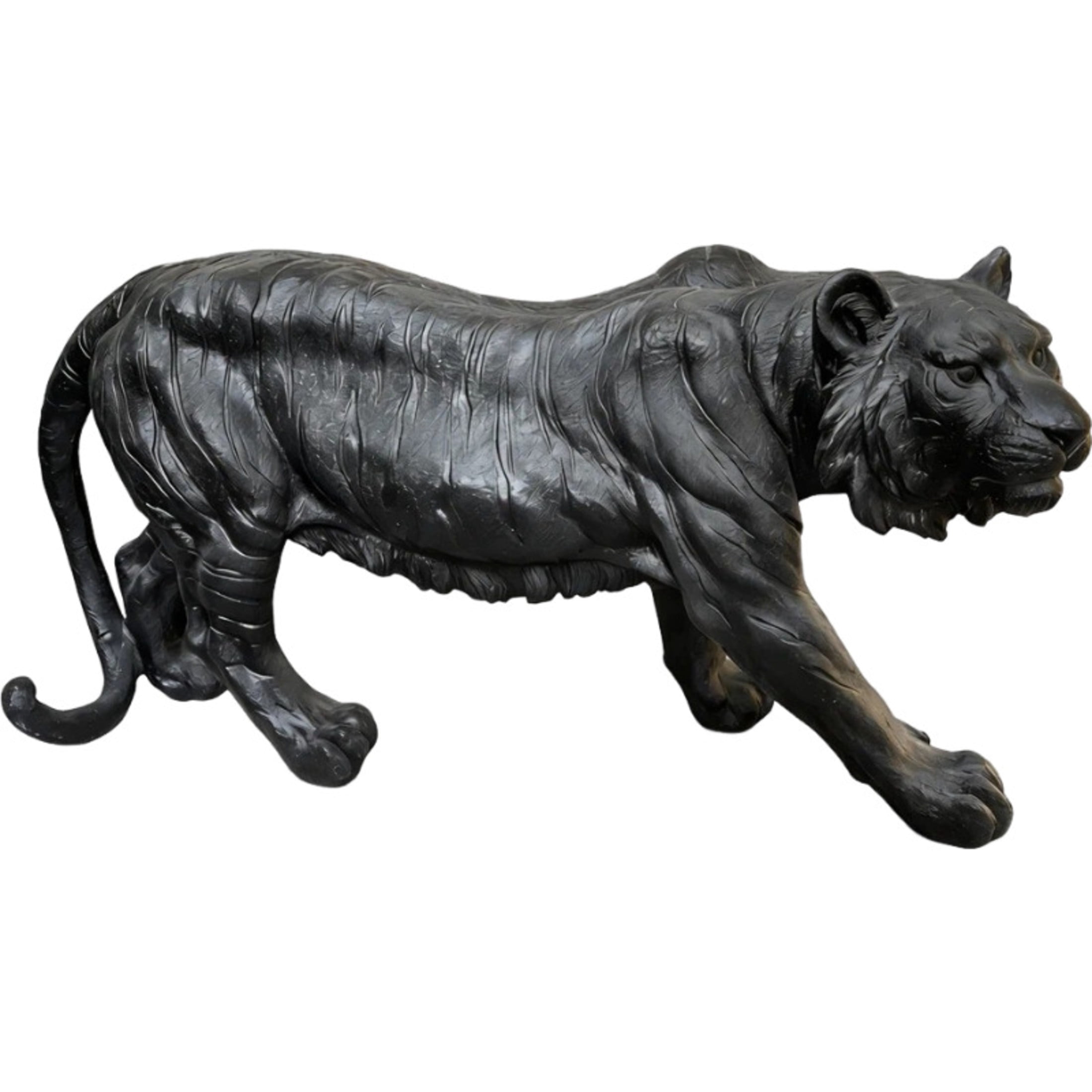 GDF Studio Black Tiger Resin Indoor/Outdoor Guardian Statue, Weather-Resistant Decor Figurine for Garden & Courtyard