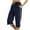 Navy, variant on Summer Pants For Women Striped Solid Loose Fit Capris Joggers Slimming Mid Waist Sport Trouser Black Lounge Pajama Pant XXL