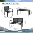 thumbnail image 4 of Walsunny 4 Pieces Outdoor Furniture Set All Weather Patio Textilene Steel Conversation Set, Patio Furniture Set Bistro Set with Loveseat ea Table for Lawn and Balcony, Black, 4 of 9