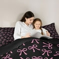 thumbnail image 5 of jejeloiu Lovely Bow Tie Twin Comforter Sets,Pink Cartoon Bowknot Bedding Set For Girls Reversible 2-Piece, 5 of 8