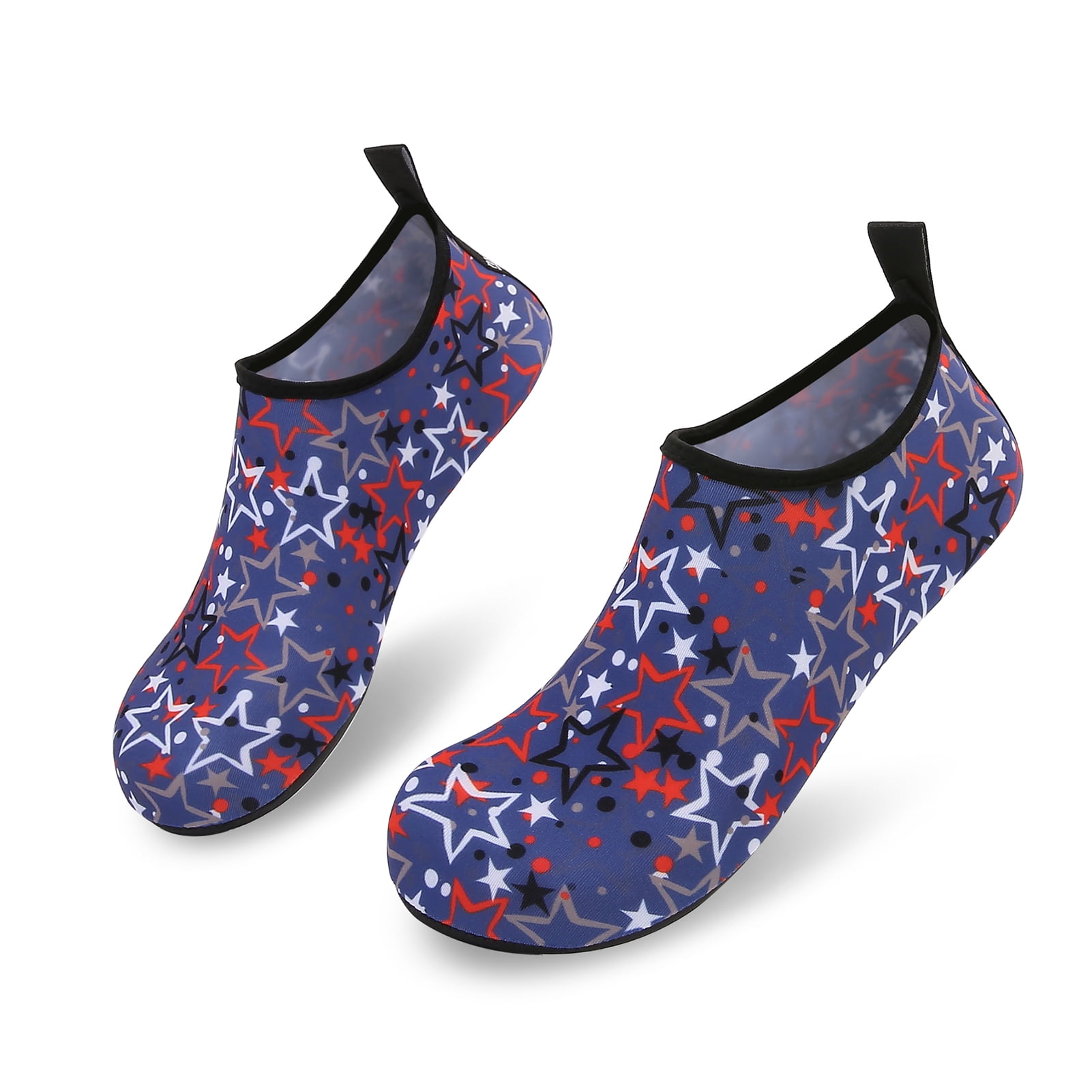 Men and Women a Slip On Barefoot Quick-Dry Beach Aqua Yoga Water Shoes (Star/White Red, 9.5-10.5 Women/8.5-9 Men)