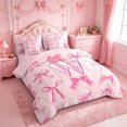 thumbnail image 2 of Manfei Pink Coquette Bow 7pcs Bedding Comforter Set For Girl,Cartoon Letter C Monogrammed Queen Bedding Sets,Pink Reversible, 2 of 7