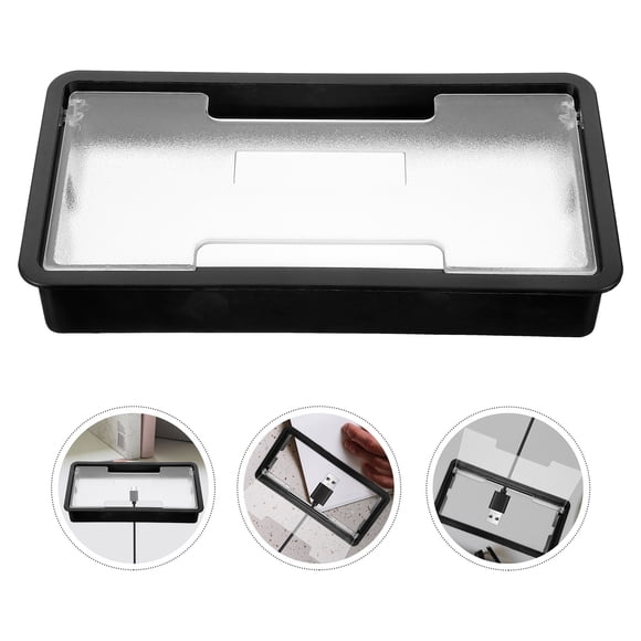 EXHUMKY Lot de 2 Passe-Câbles Rectangulaires Noirs pour Bureau d'Ordinateur 6.5x3.3x1.1in