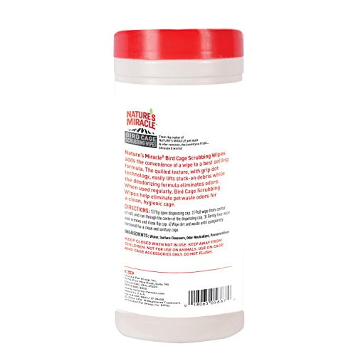 Nature s Miracle 30 Count Bird Cage Scrubbing Wipes Walmart