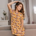 thumbnail image 3 of Fotbe Dachshund Dog Puppy Bata de Dormir para Mujer con Estampado, Camisón de Algodón de Manga Corta, Ropa de Dormir Casual, 3 of 6
