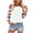 Multicolor, variant on Jalioing 3/4 Sleeve Casual Tops for Women Striped Color Block Fashion T Shirt Trendy Crew Neck Tee