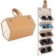 thumbnail image 1 of Estuche para gafas con compartimentos, estuche de transporte para guardar gafas de sol, estuche de almacenamiento plegable, organizador de gafas portátil para hombres y mujeres, amarillo, 1 of 5