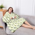 thumbnail image 5 of Oversized Wearable Blanket Hoodie,LightYellow Cartoon Dinosaurs Leaves Pattern Sherpa Blanket Hoodie with Super Pockets,Super Warm Fuzzy Pullover for Women & Men, 5 of 6