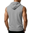 thumbnail image 3 of Havenx Men's Workout Hooded Tank Tops Sleeveless Drawstring Hoodies with Pockets Solid Color Shirts Sports Training Bodybuilding Athletic Muscle Gym Streetwear,Light Gray XL, 3 of 5