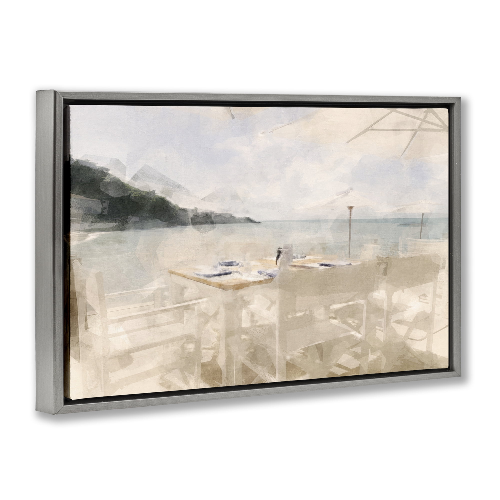 Stupell Industries Table By The Sea Gray Framed Floater Canvas Wall Art, design by Noah Bay