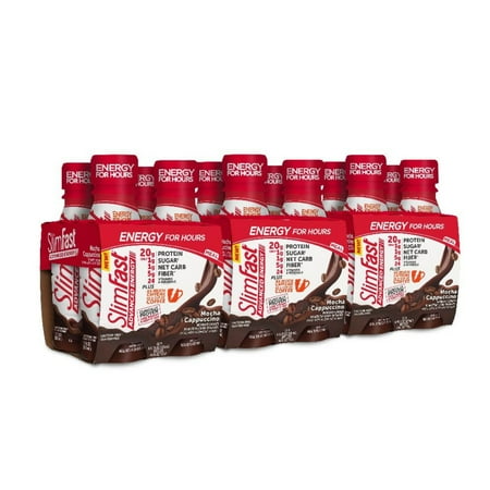 SlimFast Advanced Energy High Protein Ready to Drink Meal Replacement Shakes, Mocha Cappuccino, 11 fl. oz., Pack of 12
