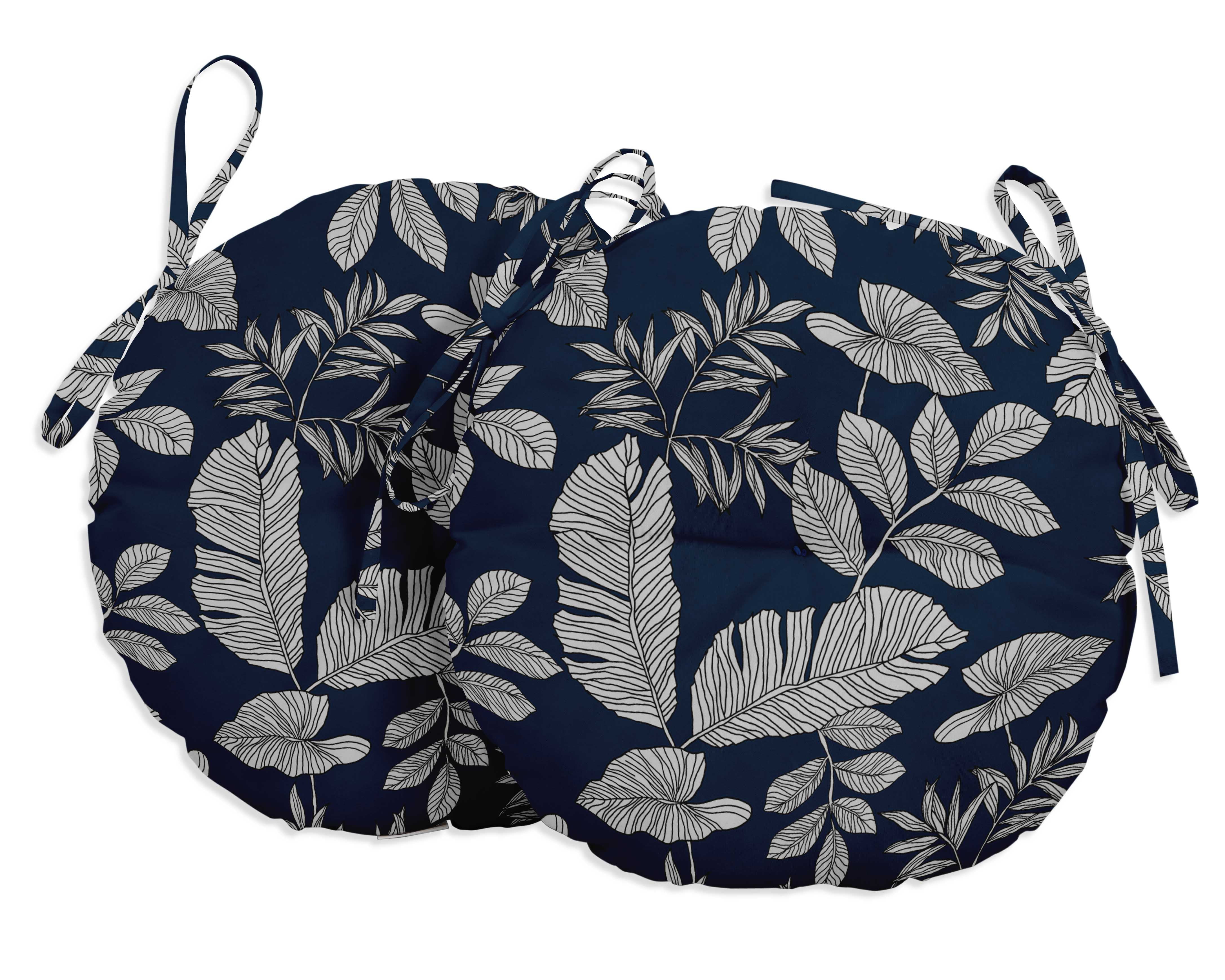 Vargottam Indoor/Outdoor Round Bistro Chair Cushions Block Print 15