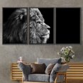 thumbnail image 2 of wall26 - 3 Panel Framed Canvas Wall Art - Lion Head on Black Background - Giclee Print Gallery Wrap Modern Home Art Ready to Hang - 16"x24"x3 BLACK, 2 of 5