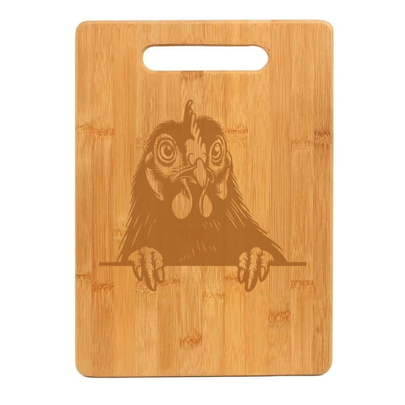 Bamboo Wood Cutting Board Peeking Chicken