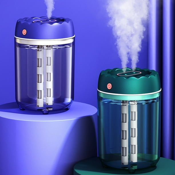 Fiudx Humidificador Portátil de Escritorio, Función de Doble Pulverización, Gran Capacidad de 1,8 L, Funcionamiento Silencioso, Luz Nocturna Colorida, Alimentación Por Usb, para Uso En Casa o En La O