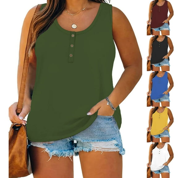 ZZwxWA Plus Size Tunic Tops for Women Sexy Round-Neck Blouse Lace Casual Loose Summer Sleeveless Tank