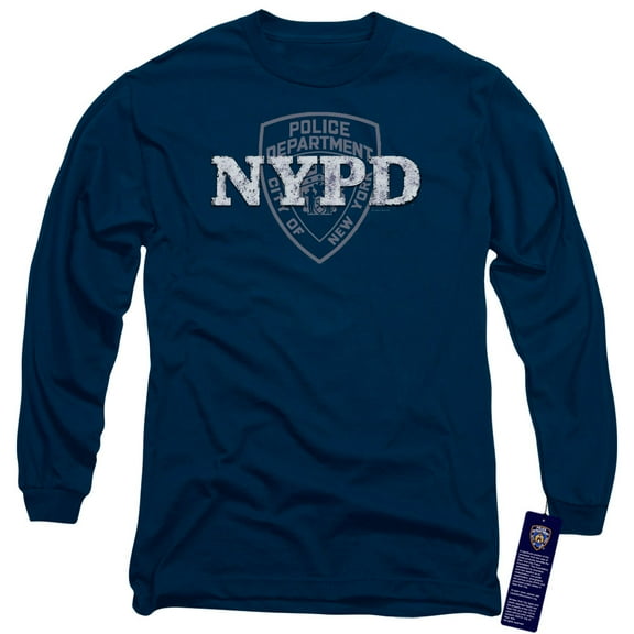 New York City Nypd Long Sleeve Adult 18/1 T-Shirt Navy
