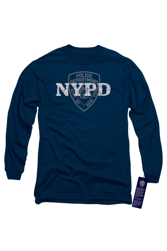New York City Nypd Long Sleeve Adult 18/1 T-Shirt Navy