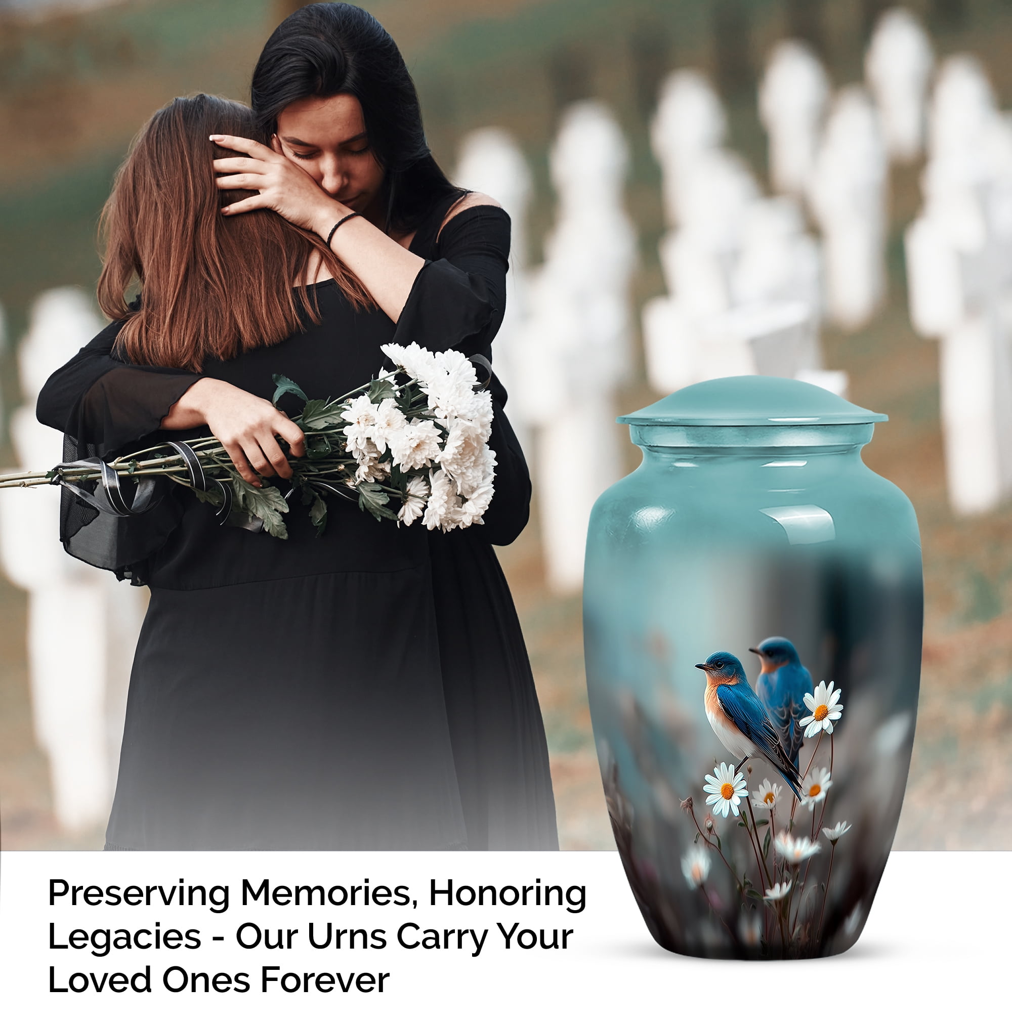 Blue Bird Memorial Decorative Urns For Human Ashes Adult Female, Large Funeral Urns For Ashes Women, Cremation Urn For Ashes Adult Male (Size-10 Inch 1 Pc)