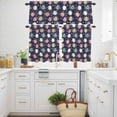 thumbnail image 3 of Easter Eggs Leaf Flower Curtain Tier and Valance Set 3 Piece, Stripe Polka Dot Eggs on Dark 3-inch Rod Pocket Window Tier Curtains Valance for Kitchen Living Room, 3 of 9