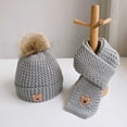thumbnail image 4 of AWZXDE Children's Winter Warm Hat Scarf Set 3-12 Years Boys Girls Cotton Lined Soft Knit Cap Two-Piece Cold Weather Daily Wear Grey, 4 of 4