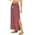 thumbnail image 1 of INSPIRE CHIC Pantalones de pierna ancha con cordón y borlas en la cintura elástica con abertura alta boho para mujer rojo XS, 1 of 5