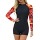 thumbnail image 3 of TaTaai Women Full Zip Long Sleeve One Piece Surfing Wetsuit Printed Modest Diving Swimsuit Stretch Ladies Beach Sports Vacation Wear UV Protection Comfortable Swimwear Gift, 3 of 7