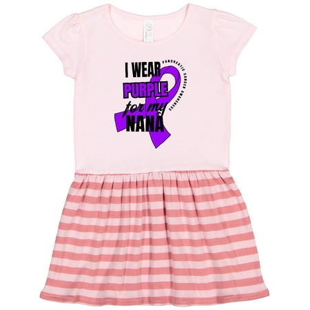 

Inktastic I Wear Purple for My Nana Pancreatic Cancer Awareness Gift Toddler Girl Dress