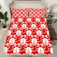 thumbnail image 2 of jejeloiu Kawaii Bow Knot Full Size Sheets,Merry Christmas Tree Bed Sheets,Red White Sheet Sets For Girls Boys,Reathable Home Decor,4 Pieces, 2 of 7
