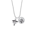 thumbnail image 2 of Delight Jewelry Silvertone Caduceus - MA Silvertone Script Initial Disc - B - Charm Necklace, 20"+3", 2 of 4
