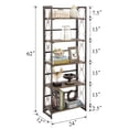 thumbnail image 7 of VECELO 5-Tier Folding Bookcase Storage Organizer, Wooden Bookshelf with Metal Frame for Bedroom, Living Room and Home Office, Dark Brown, 7 of 7
