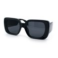 thumbnail image 4 of Womens Mod Beveled Thick Plastic Rectangular Fashion Sunlgasses [All Black], 4 of 8
