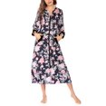 thumbnail image 3 of Ekouaer Women Zipper Robe 3/4 Sleeves Loungewear Dress Full Length Sleepwear Pockets Housecoat Nightgown Long Bathrobe, 3 of 6