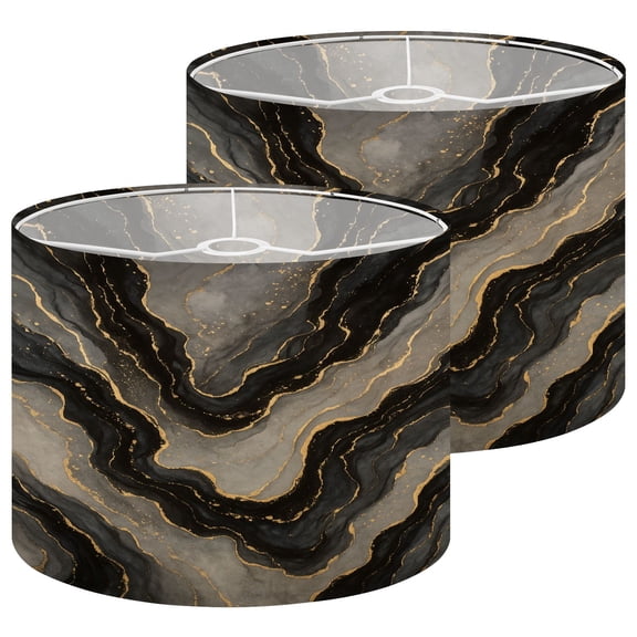 Lampshades 2 Pack Luxury abstract fluid art painting alcohol ink technique mixture black 13"x13"x10" Light Shade for Table Lamps Floor Lamps Drum Lamp Shades Lampshade Replacement Easy Assembly