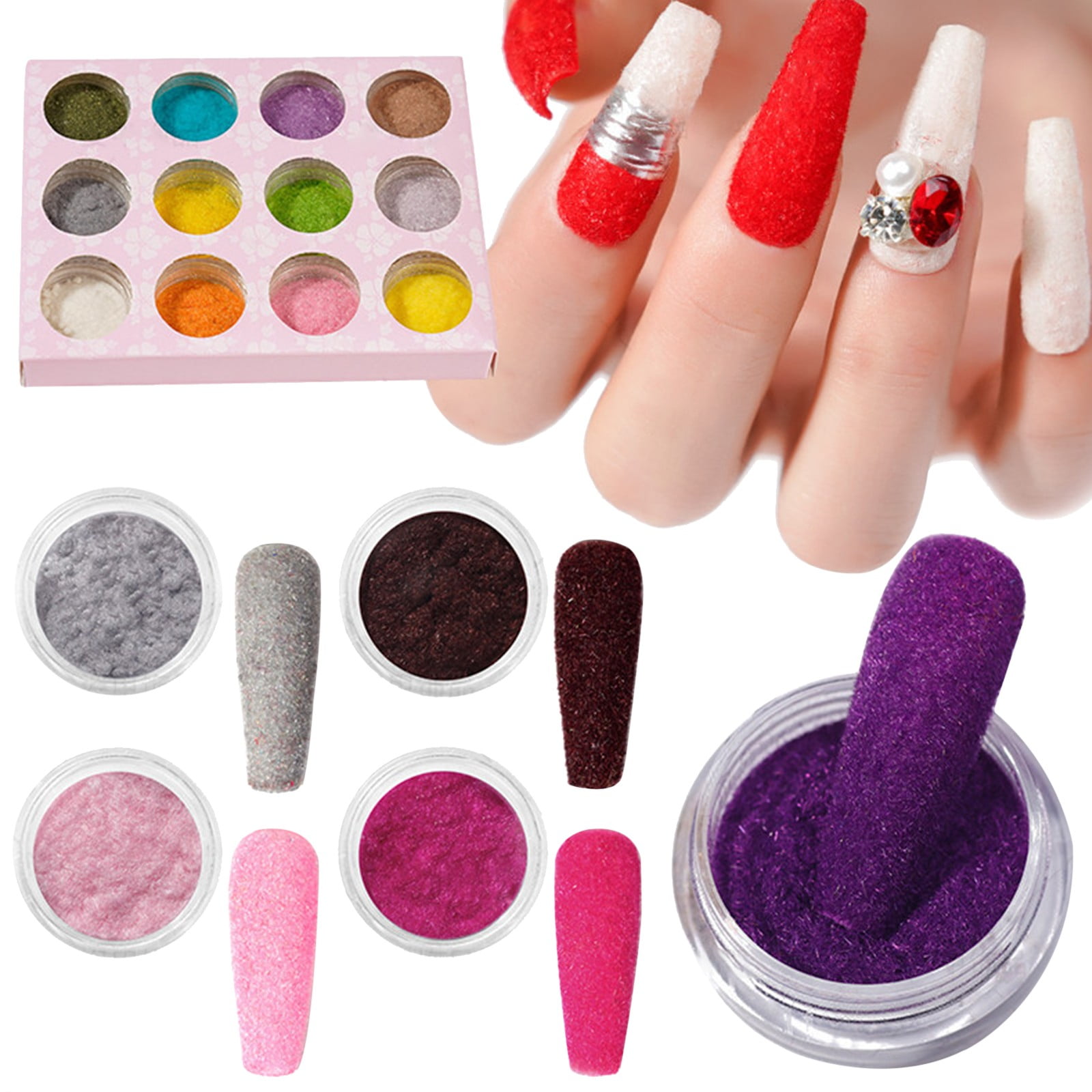 HSMQHJWE French Nails Nail Glitter 12 Colors Ultra Fine Cosmetics Festive  Powder Nail Pigment Nail Powder Craft Sequin Dust For Face Body Eye Festive  Hair Nail Clear Tips Nail Stuff Set 