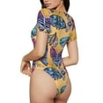 thumbnail image 2 of Saiise Grenouillère à Manches Courtes pour Femmes Motif Papillon 3 Col Rond Pyjama Justaucorps Extensible avec Fermeture à Pression-TG, 2 of 7
