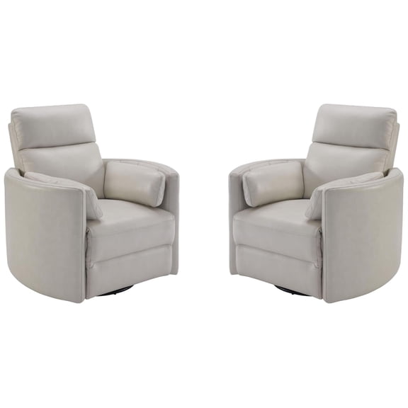 Pemberly Row Modern Brown Leather Power Swivel Glider Recliner (Two Pack)