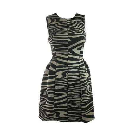 Calvin Klein Black Taupe Sleeveless Zebra-Print Dress 2