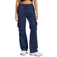 thumbnail image 2 of BLOCLOALO Cargo Pants Pantalones Para Mujer Baggy Cargo Pants Women High Waisted Hiking Pants Summer Wide Leg Pants with Pockets High Waisted Pants Pants with Pockets Women's Athletic Pants Navy S, 2 of 9