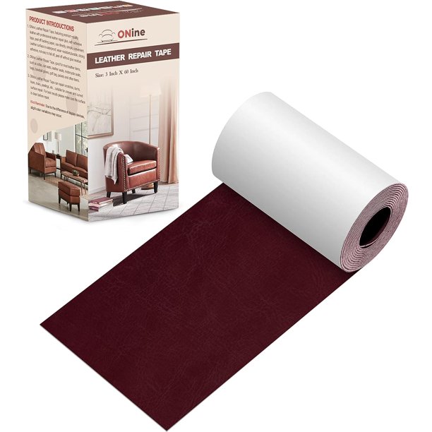 ONine Parche de reparación de cuero, cinta de reparación de cuero, parche de reparación de cuero de 3 x 60 pulgadas para muebles, kit de reparación de vinilo, parche de cuero para sofás, muebles, asie
