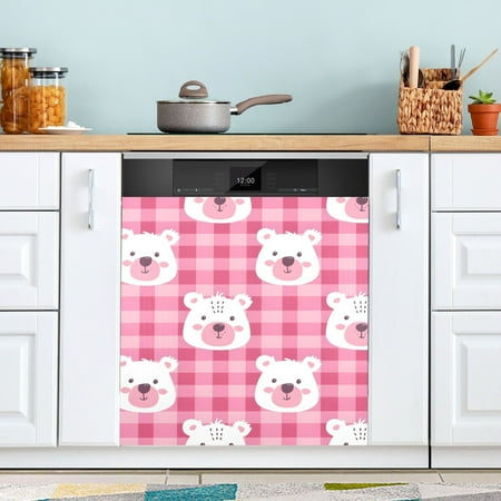 

Cute Bear Faces Cartoon Dishwasher Magnet Refrigerator Magnetic Cover Washing Machine Magnet Sticker Kitchen Decor