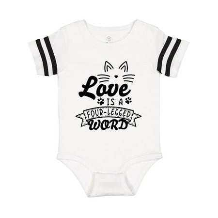 

Inktastic Love is a 4 Legged Word with Cat Ears and Whiskers Gift Baby Boy or Baby Girl Bodysuit