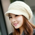 thumbnail image 3 of Womens Winter Beanie Warm Knitted Slouchy Wool Hats Cap with Visor, 3 of 3
