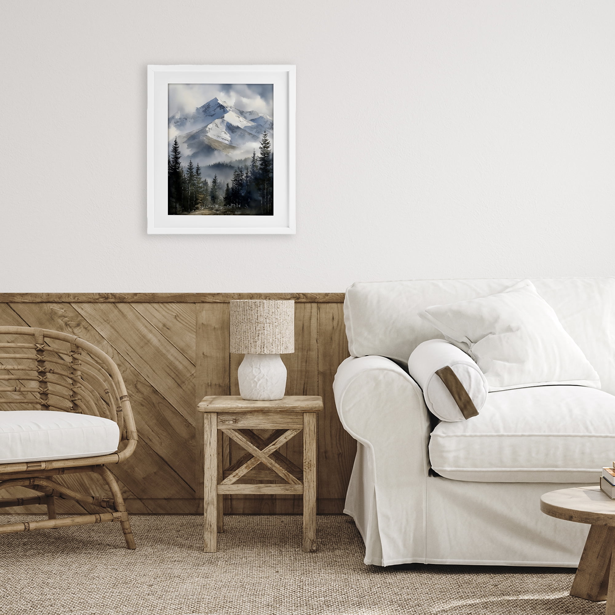 Stupell Industries Snow & Mist Alpines White Framed Print Under Glass, design by Franklyn Gregory