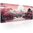 thumbnail image 1 of Pink Japanese Sakura Gaming Mouse Pad 31.5x11.8in Cherry Blossom Tower Mountain Extended Large Desk Mat Non-Slip Rubber Base Gamer Essential, 1 of 6