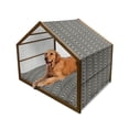 thumbnail image 1 of Geometric Pet House, Aztec Tribal Folk Zigzags Chevron Traditional Bohemian, Outdoor & Indoor Portable Dog Kennel with Pillow and Cover, 5 Sizes, Charcoal Grey Black, by Ambesonne, 1 of 4