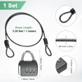 thumbnail image 3 of Uxcell 1-Set Candado de Seguridad, Cable de Acero Recubierto de 3.28FT con Candado de Combinación de 3 Dígitos, Cable Resistente a Cortes [Negro], 3 of 6